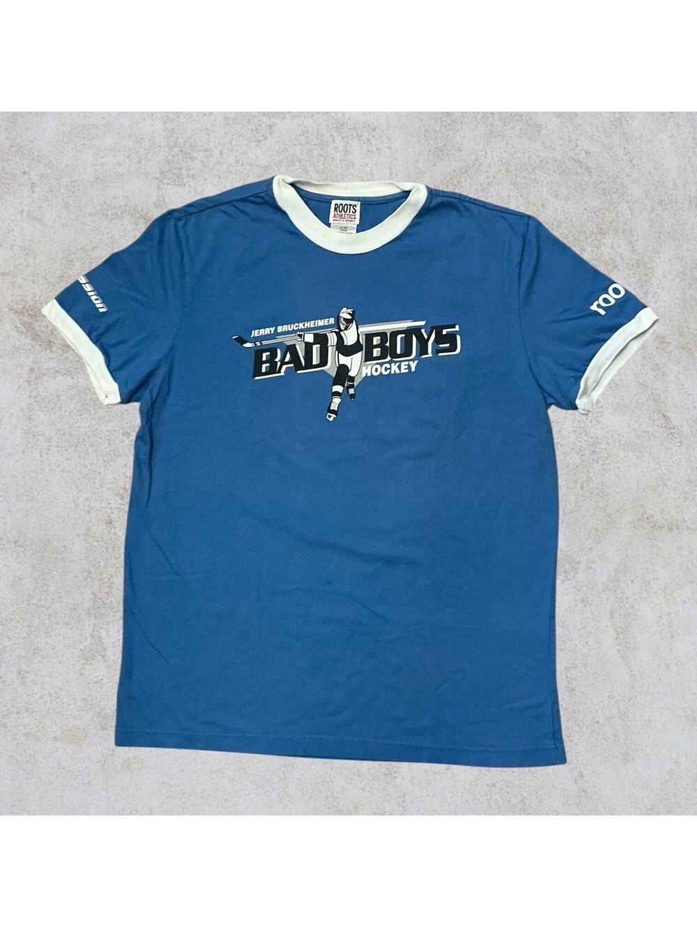 Vintage Jerry Bruckheimer Bad Boys Hockey Roots Ringer Tee L RARE